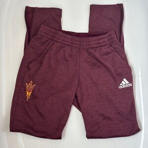 Adidas Maroon ASU Track Pants with White Logo – Size Small
